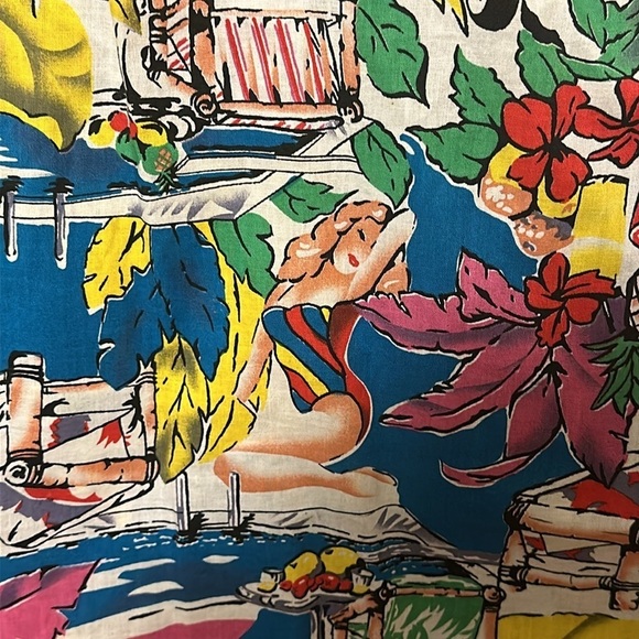 Vintage 70s Laura Mae Hawaiian Pinup Girl  Button-Up Top Size Medium - Picture 5 of 10